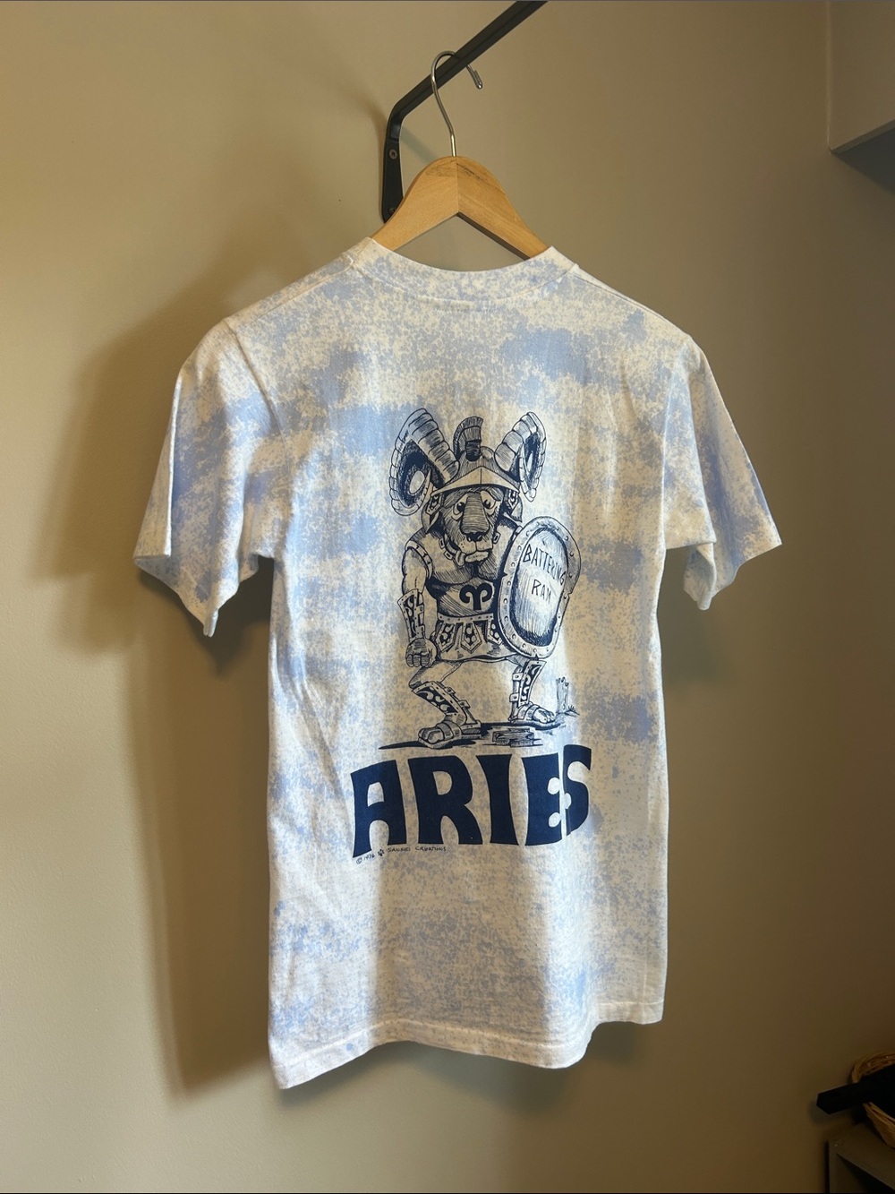 ARIES Small Graphic Tee in Light Blue Tie-Dye